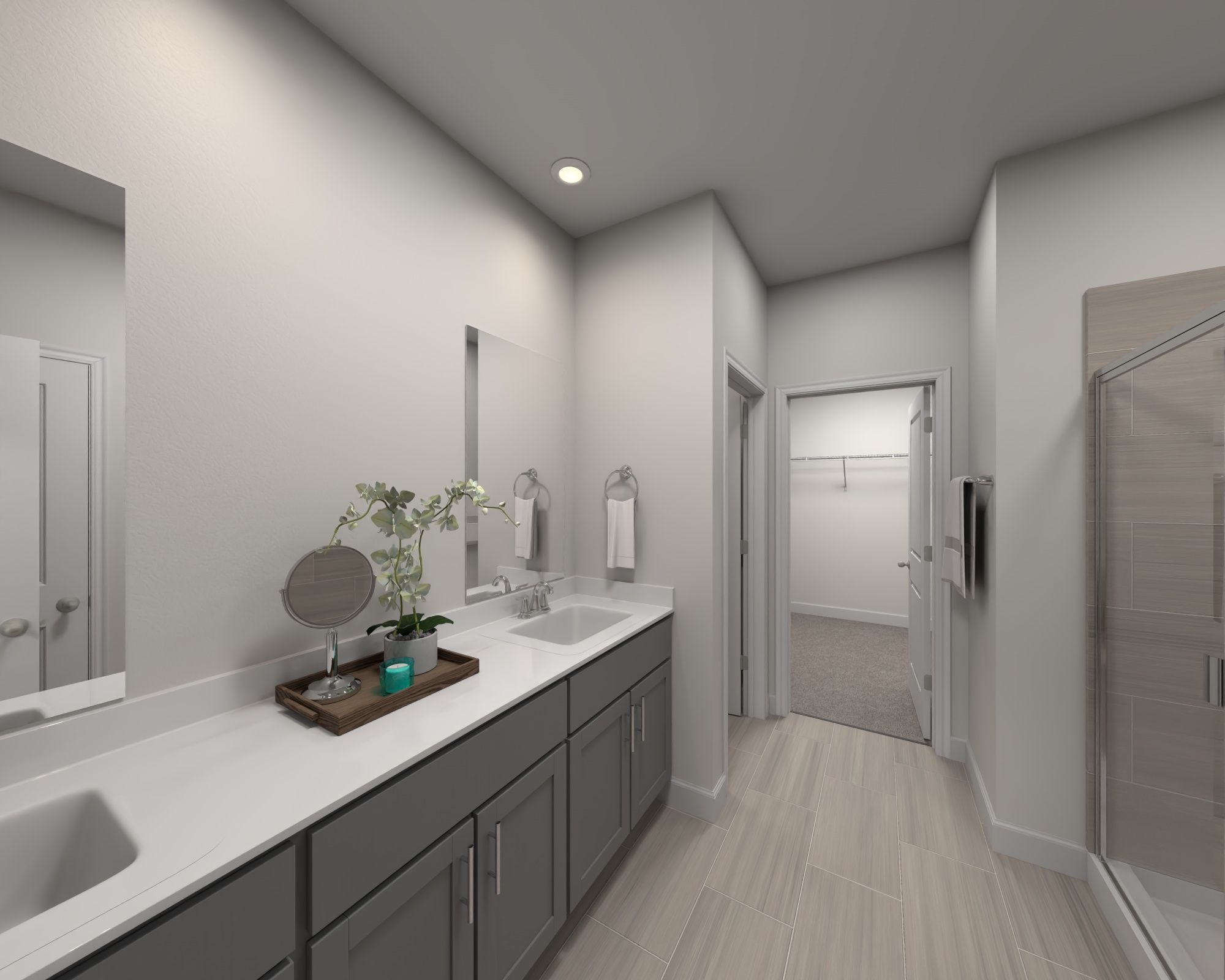 Primary Bathroom in the Cottonwood floorplan modeled in Charlotte, NC.