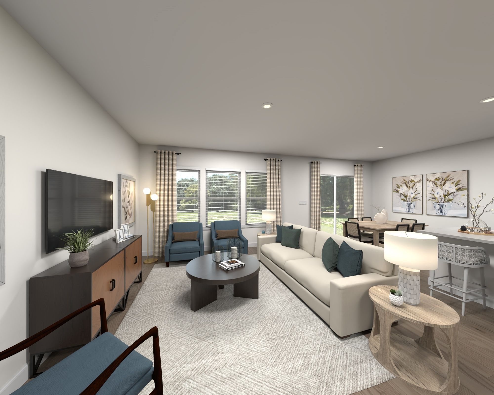 Great Room in the Cottonwood floorplan modeled in Charlotte, NC.
