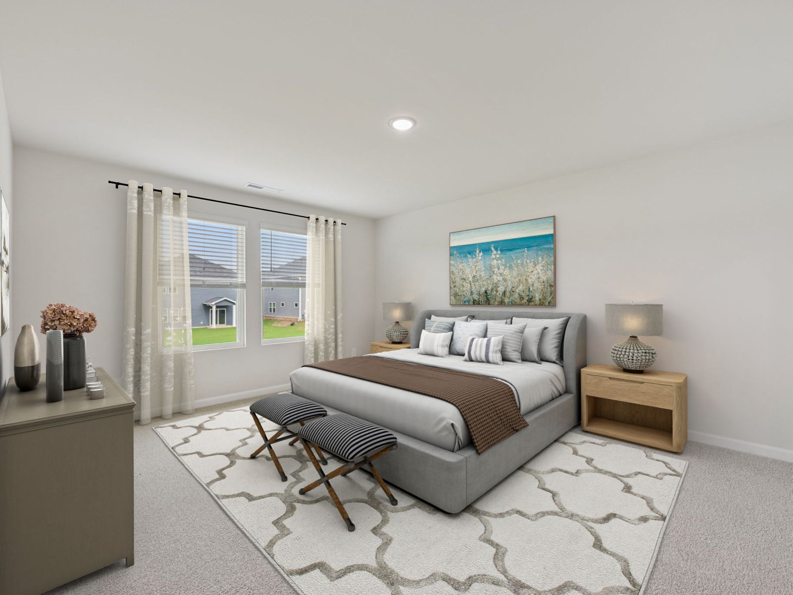 Primary bedroom in the Dakota floorplan at a Meritage Homes community in Garner, NC.