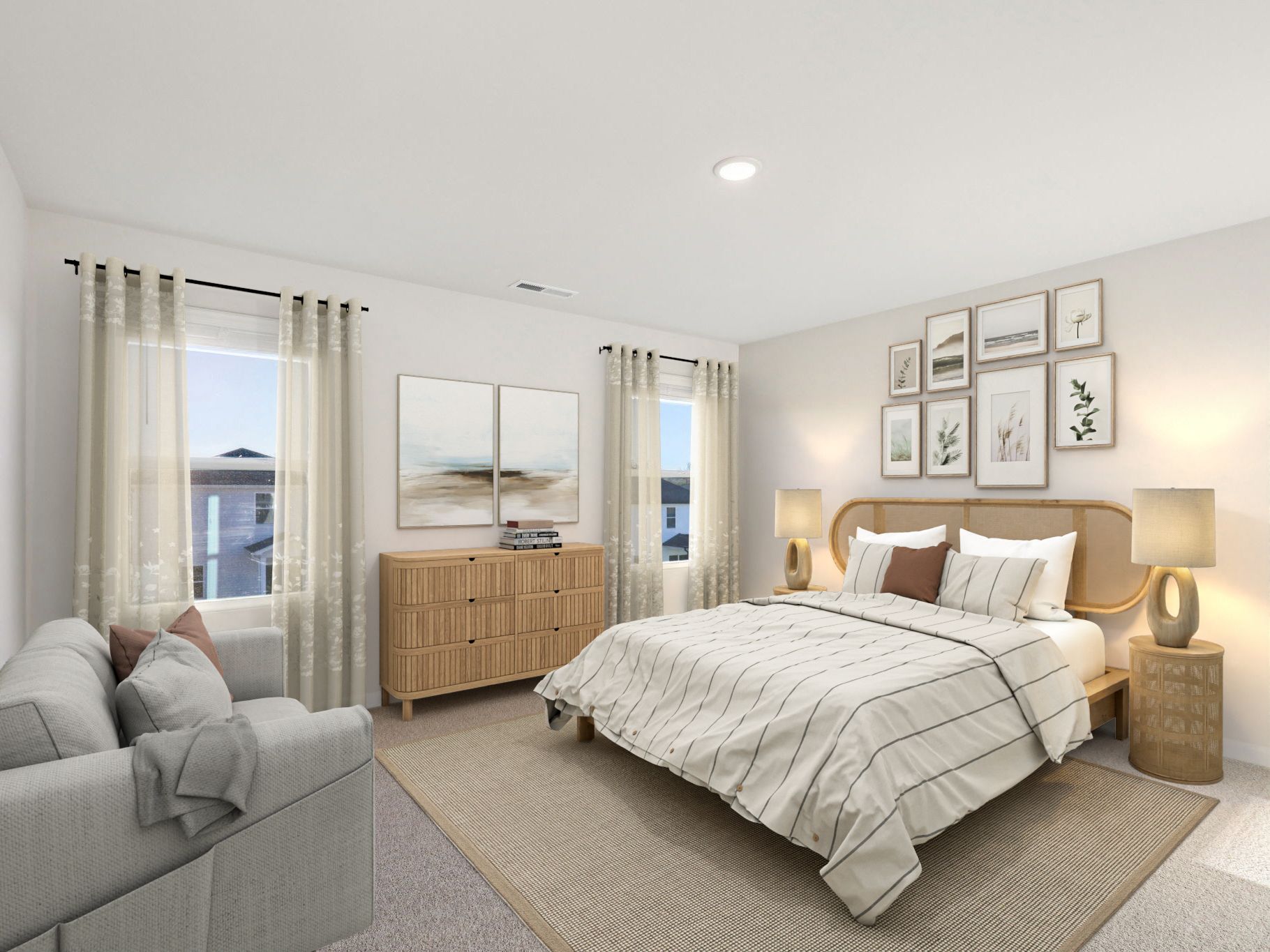 Primary bedroom in the Lennon floorplan at a Meritage Homes community in Garner, NC.