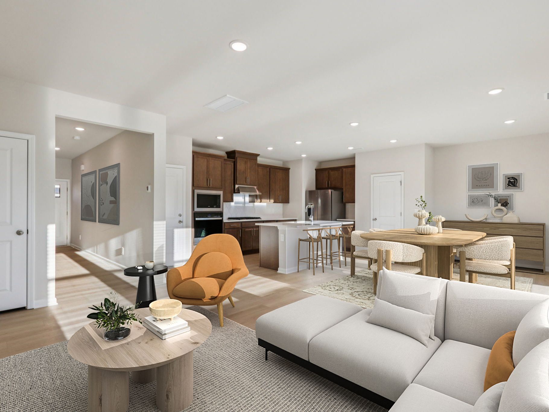 Great room in the Lennon floorplan at a Meritage Homes community in Garner, NC.