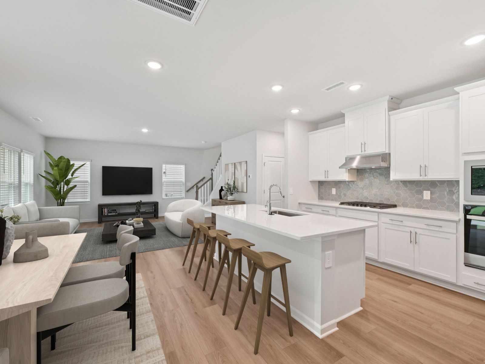 Kitchen in the Brentwood floorplan at a Meritage Homes community in Garner, NC.