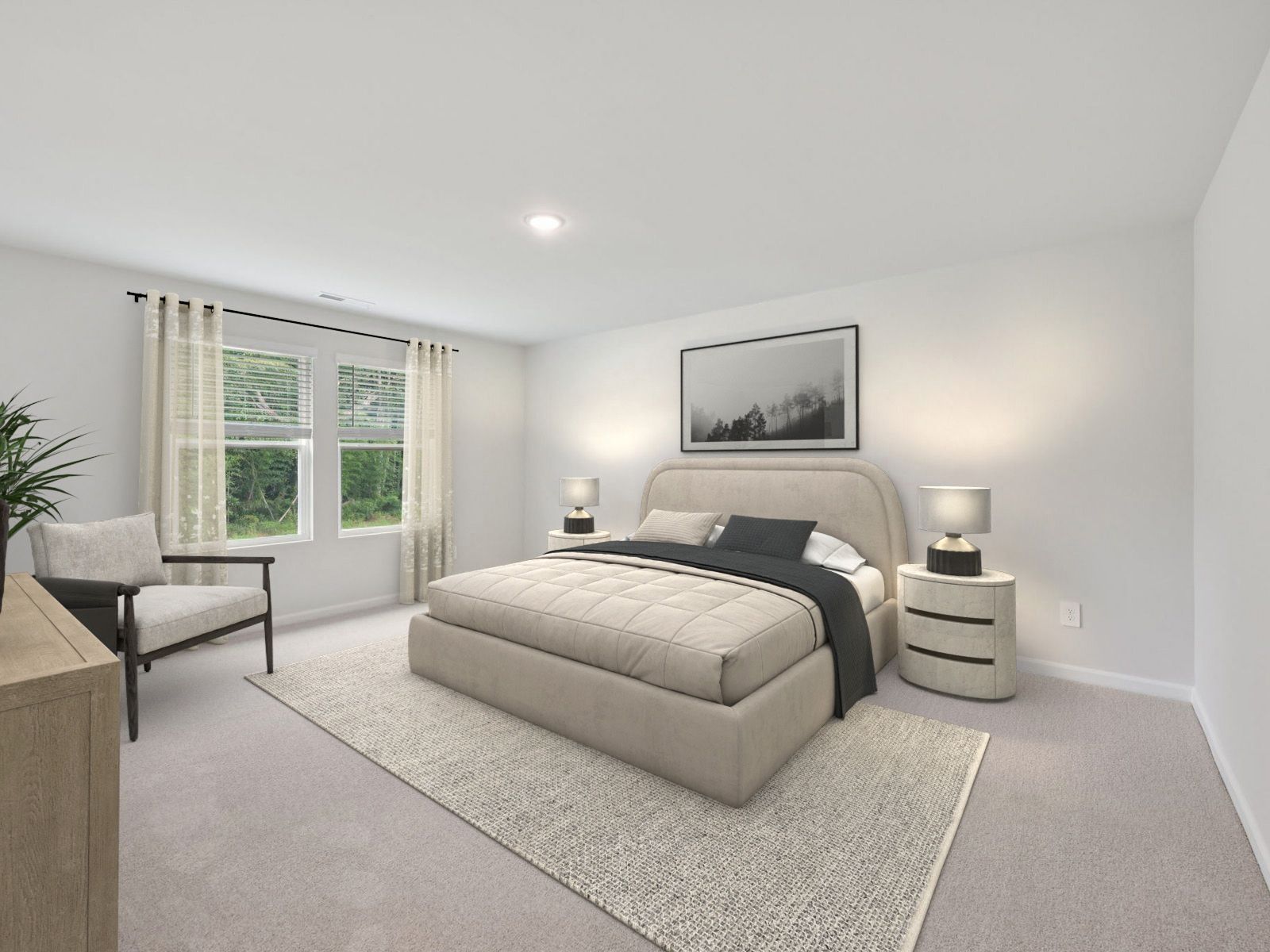 Primary bedroom in the Brentwood floorplan at a Meritage Homes community in Garner, NC.