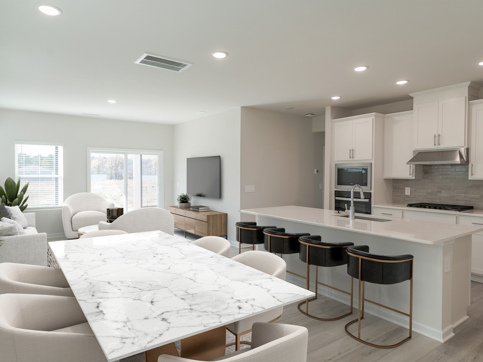 Dining area in the Roswell floorplan at a Meritage Homes community in Garner, NC.