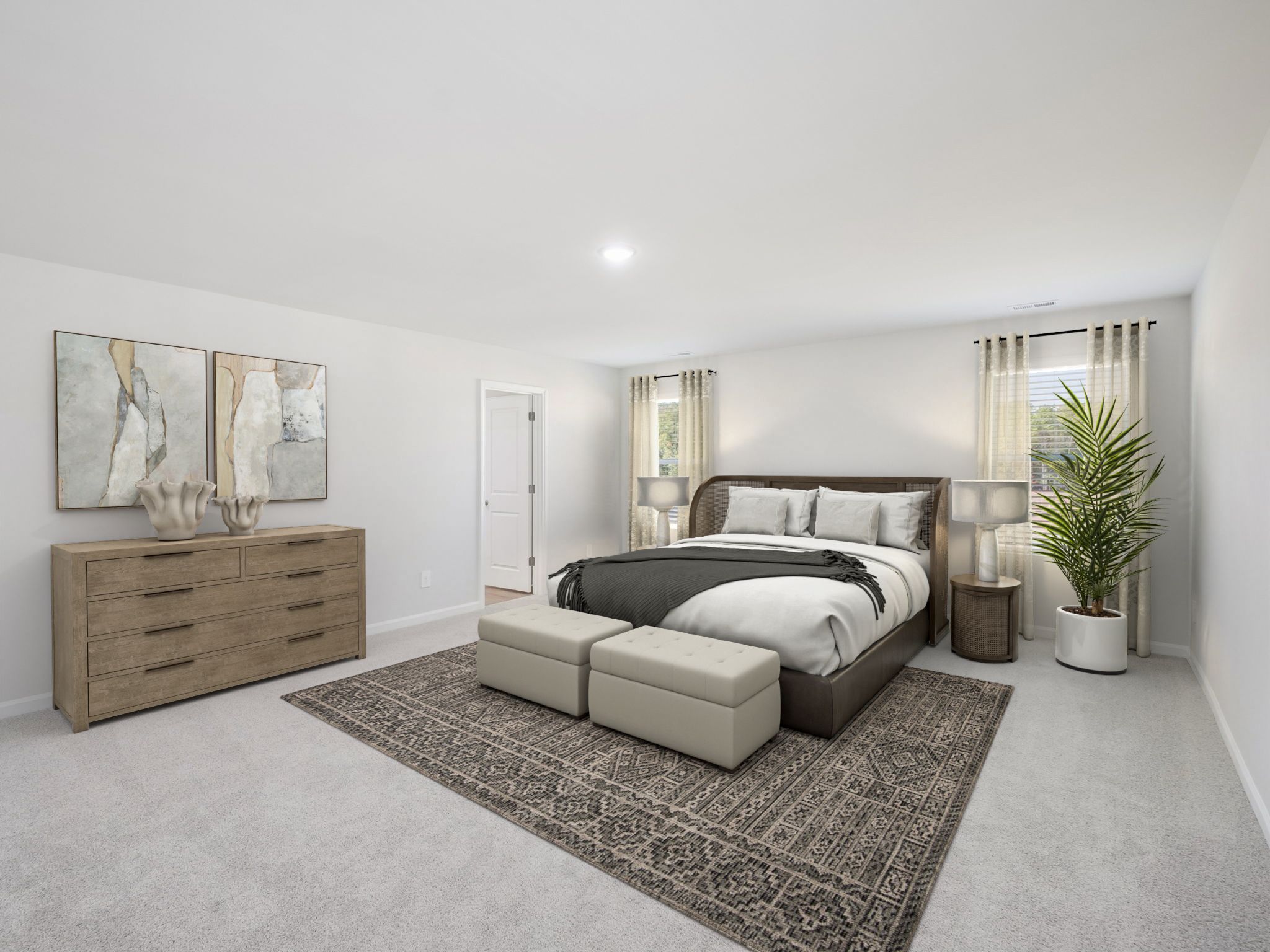 Primary bedroom in the Taylorsville floorplan at a Meritage Homes community in Garner, NC.
