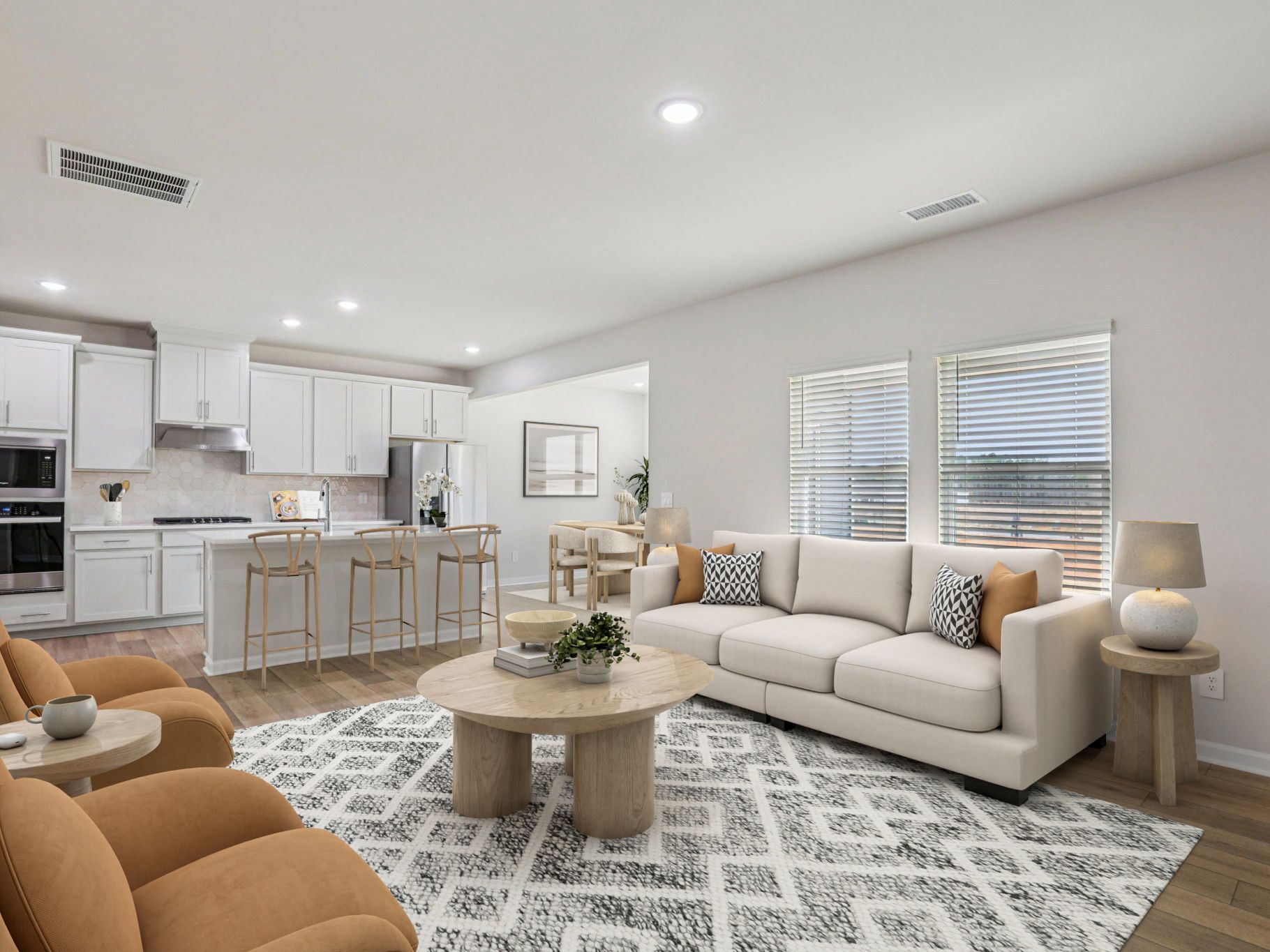 Great room in the Dallas floorplan at a Meritage Homes community in Garner, NC.