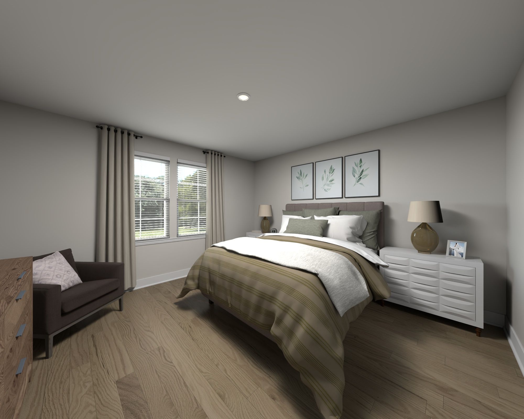 Primary bedroom in the Watson floorplan at Meritage Homes.