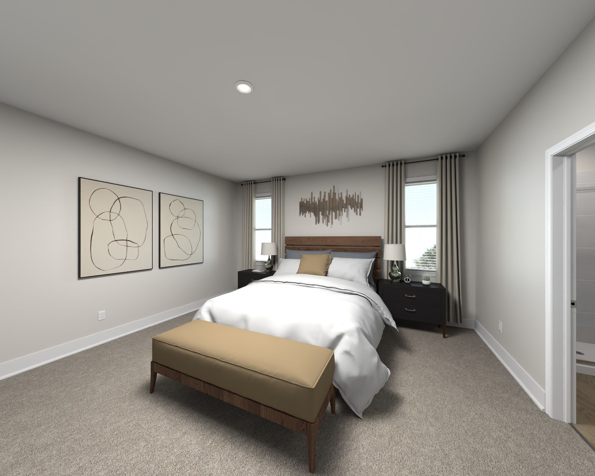 Primary bedroom in the Wilson floorplan at Meritage Homes.