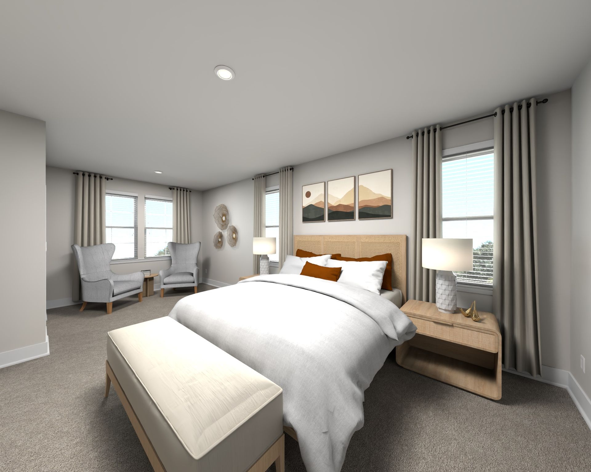 Primary bedroom in the Townsend floorplan at Meritage Homes.