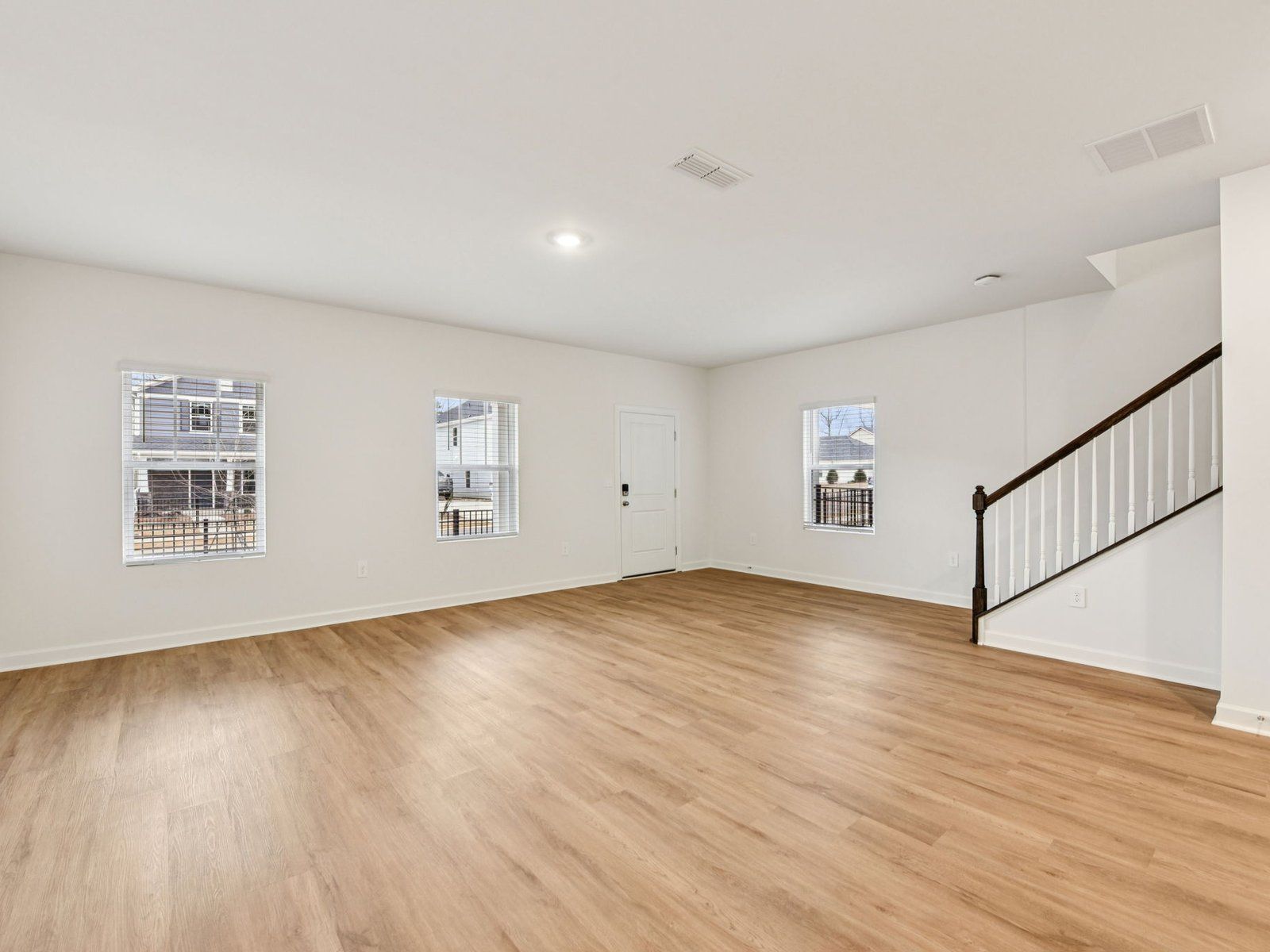 The great room offers an abundance of natural light.