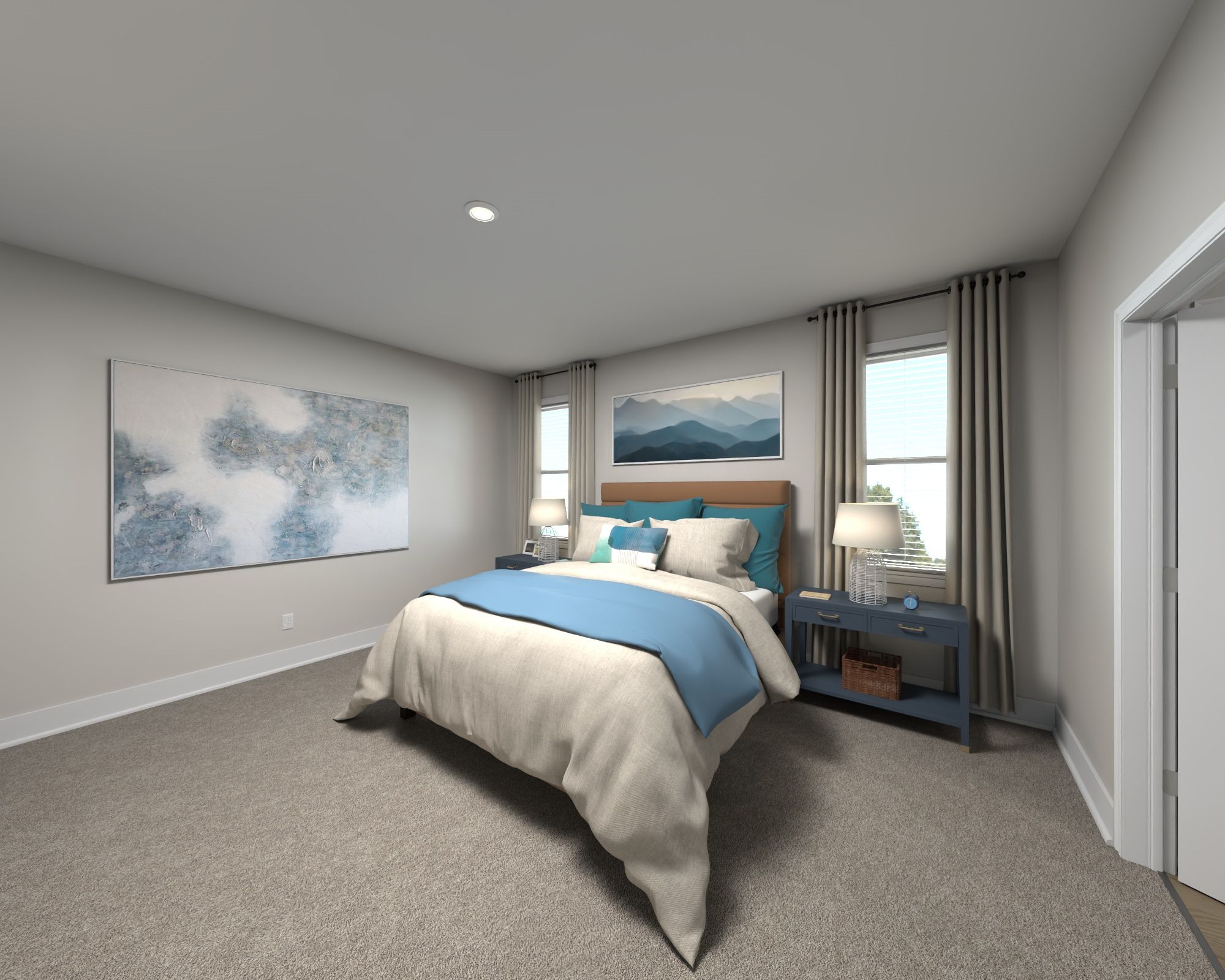Primary bedroom in the Lakeland floorplan at Meritage Homes.