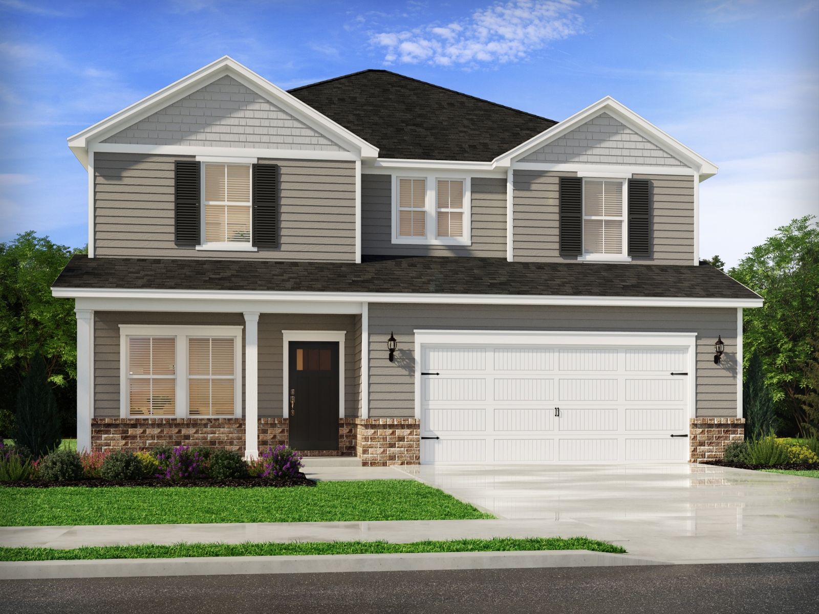 The Dakota floorplan with Elevation T modeled at Heritage Estates at Creekside.