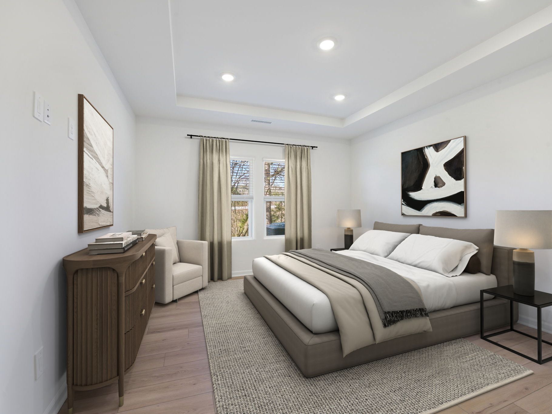 Primary bedroom in the Sherwood floorplan at a Meritage Homes community in Raleigh, NC.