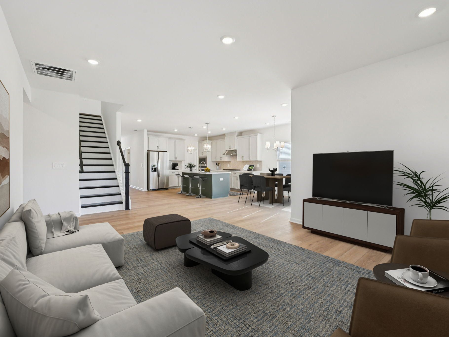 Great room in the Sherwood floorplan at a Meritage Homes community in Raleigh, NC.