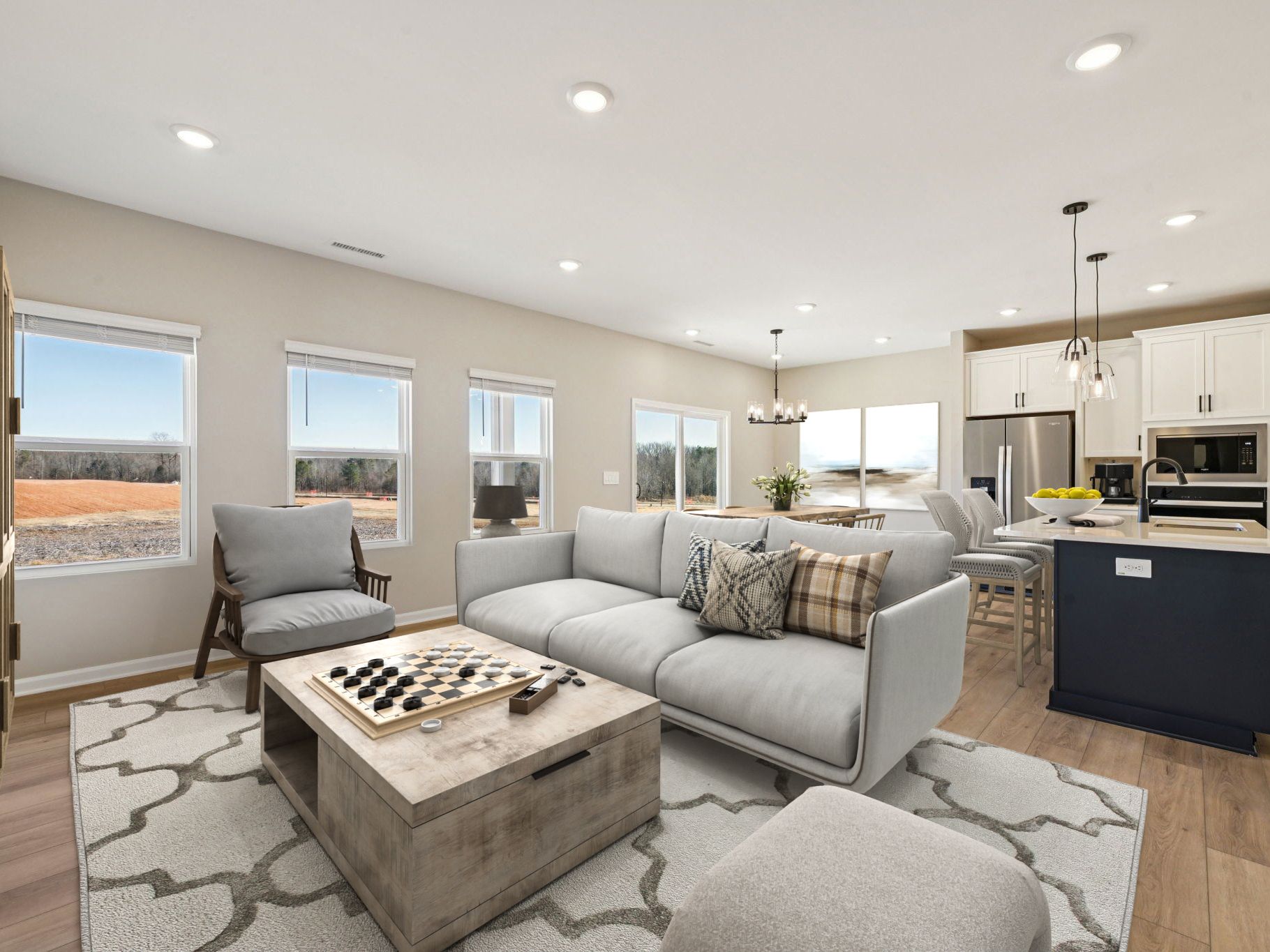 Great room in the Chatham floorplan at a Meritage Homes community in Raleigh, NC.