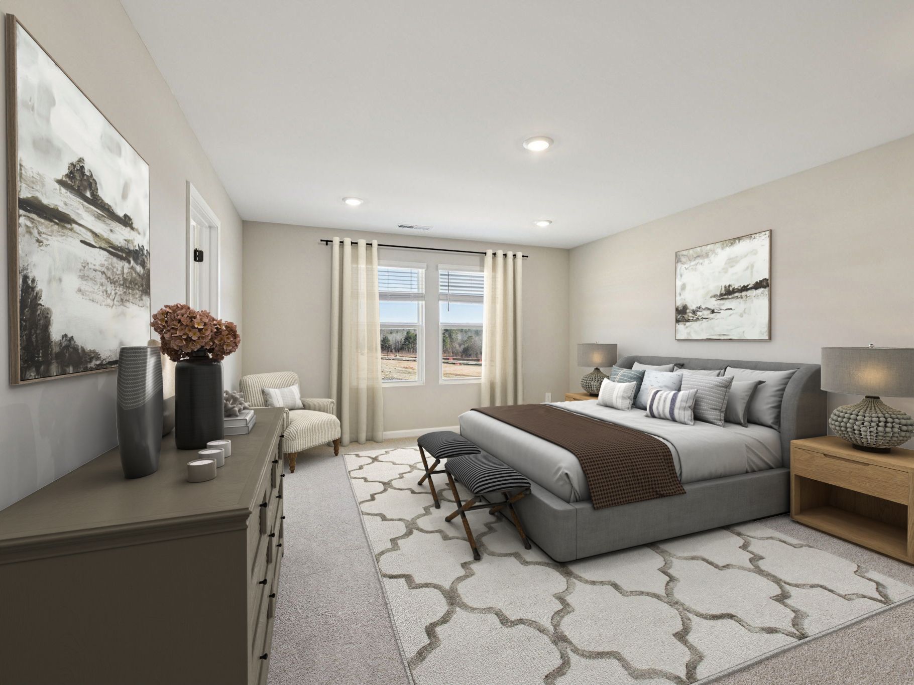 Primary bedroom in the Chatham floorplan at a Meritage Homes community in Raleigh, NC.