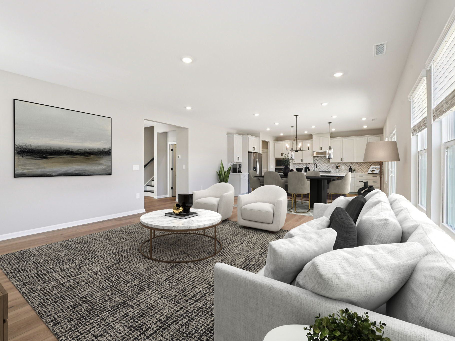 Great room in the Taylorsville floorplan at a Meritage Homes community in Raleigh, NC.