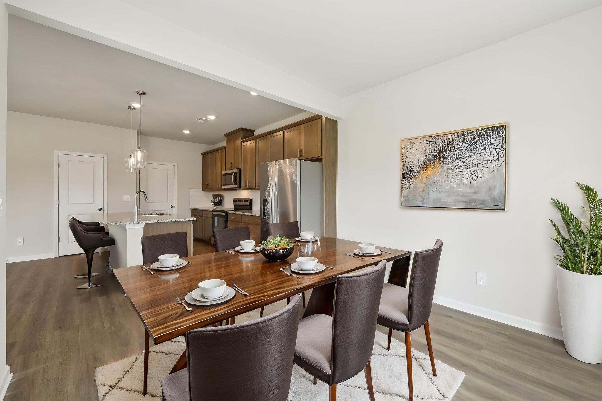 The Dallas floorplan with the Cozy Almond interior package modeled at Hawthorne Station.