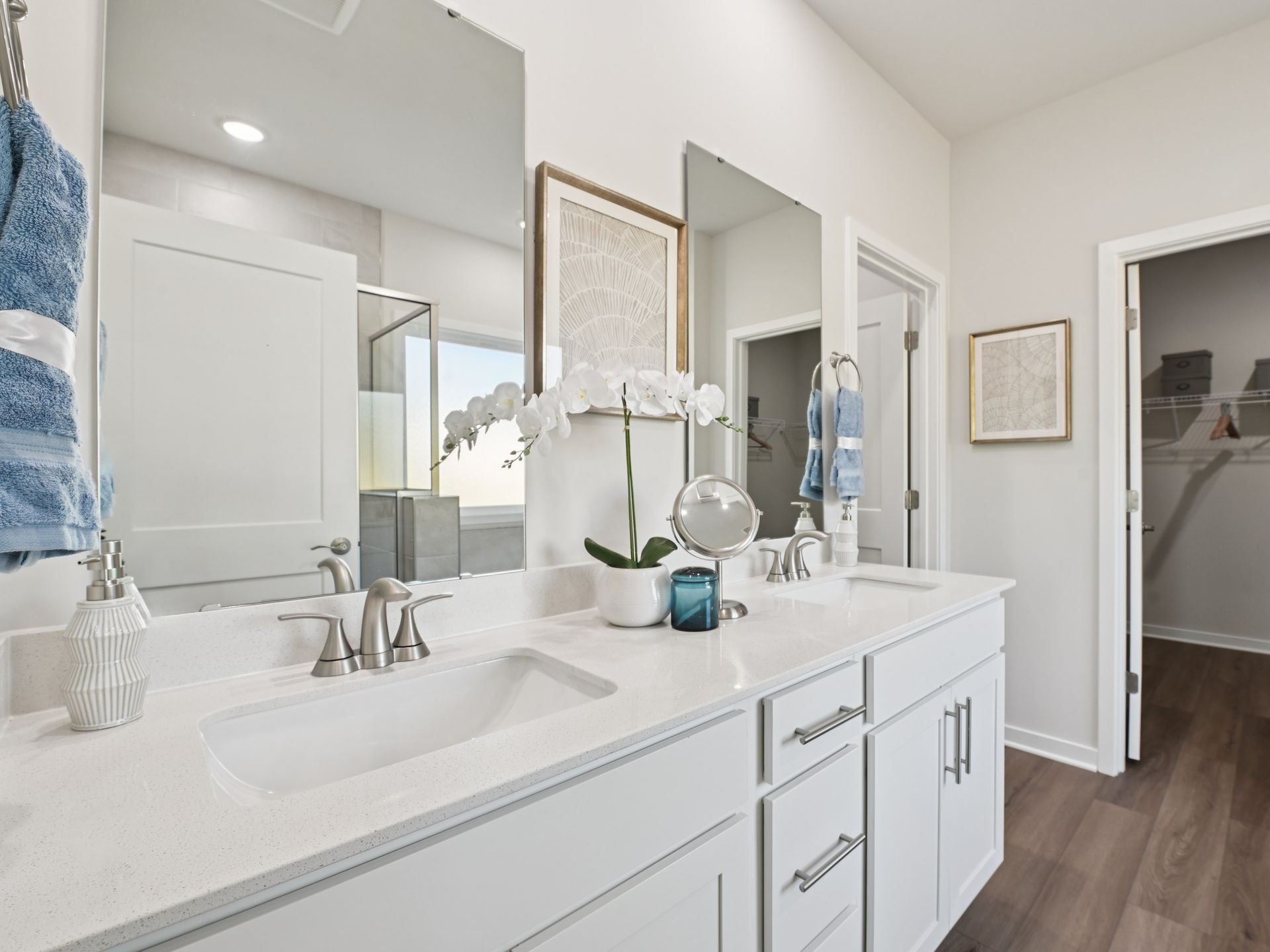 Primary bathroom in the Sherwood floorplan at a Meritage Homes community in Wendell, NC.