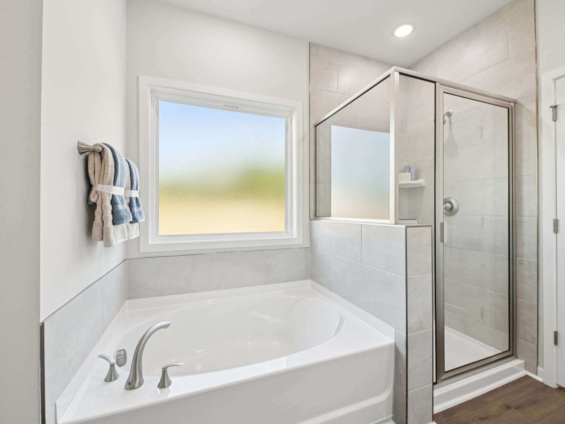 Primary bathroom in the Sherwood floorplan at a Meritage Homes community in Wendell, NC.