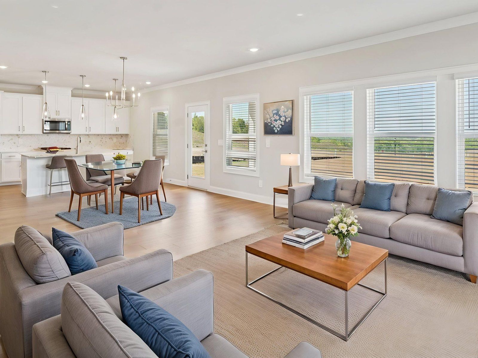 The Taylorsville floorplan with the Elegant Minimalism Linen interior package modeled at River Pointe.