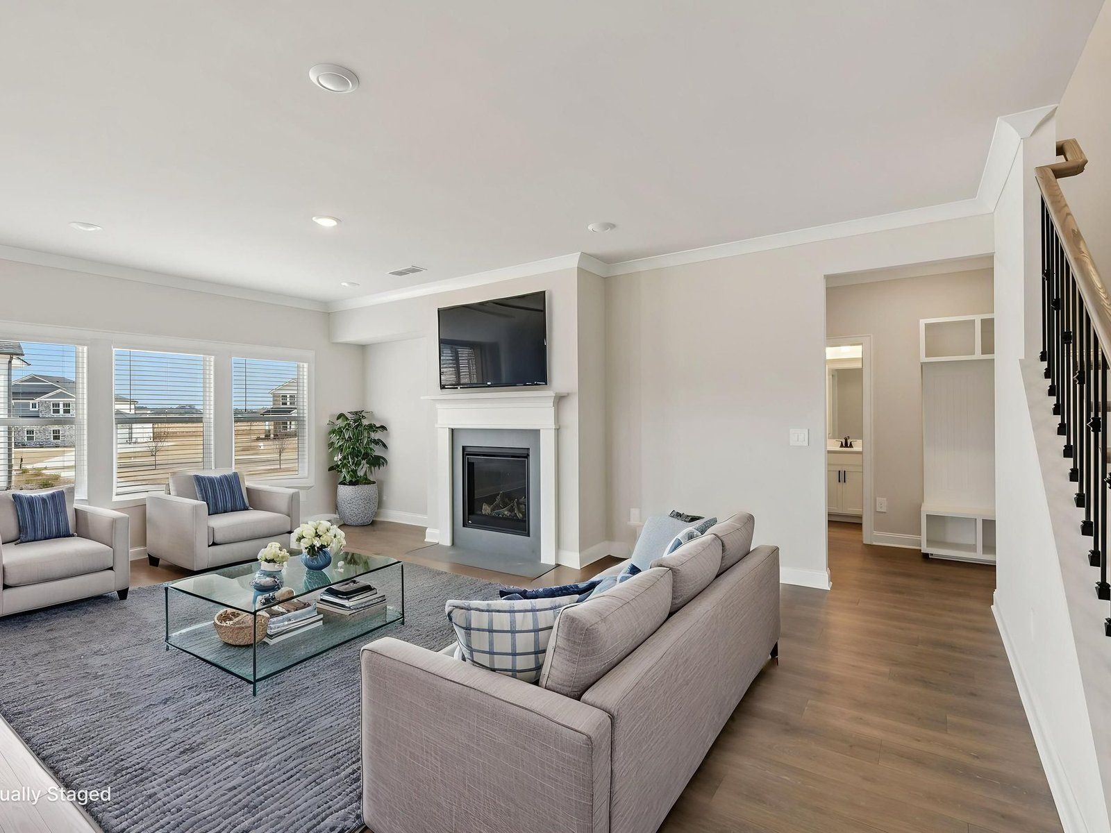 The Johnson floorplan with the Relaxed Transitional Linen interior package modeled at River Pointe.