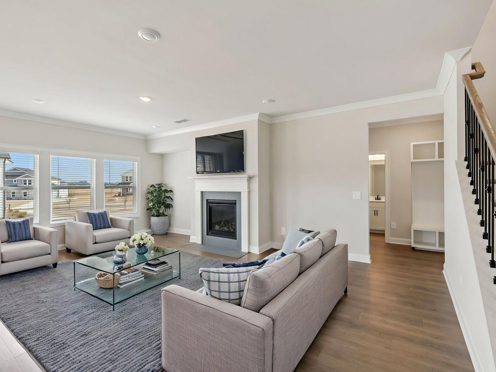 The Johnson floorplan with the Relaxed Transitional Linen interior package modeled at River Pointe.