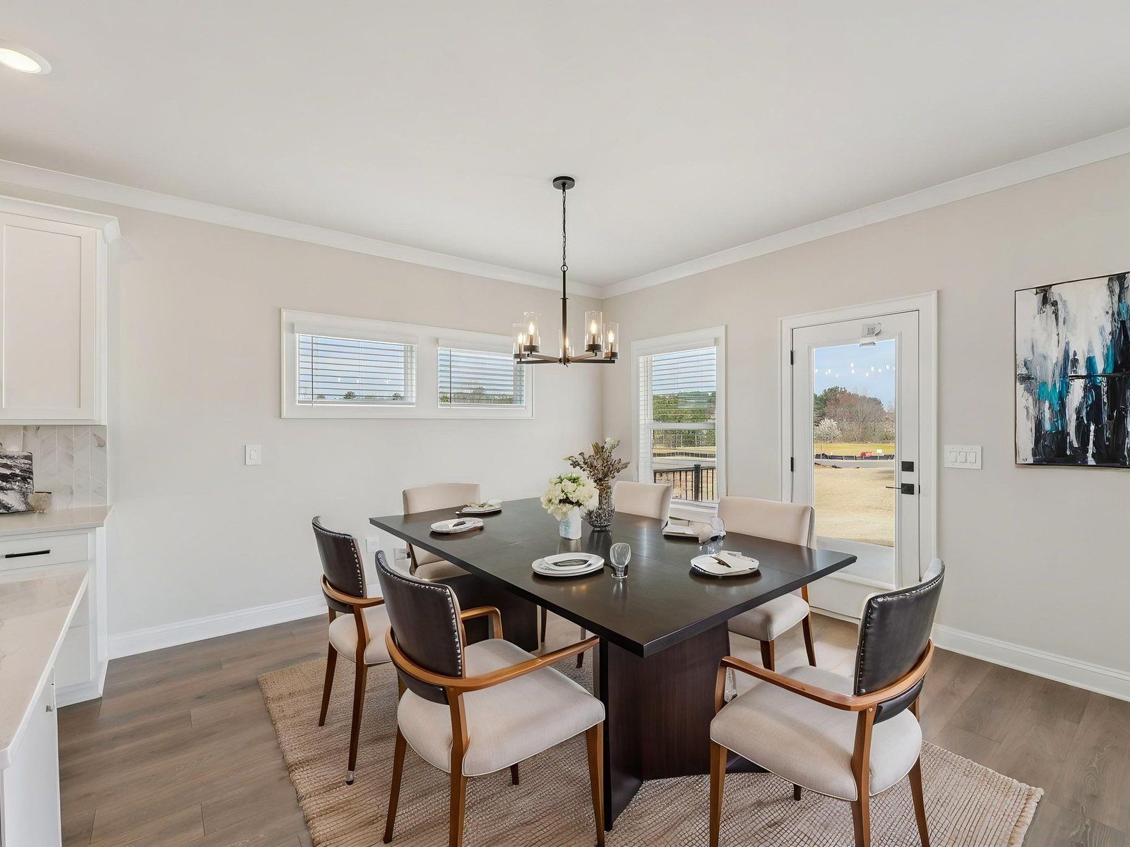 The Johnson floorplan with the Relaxed Transitional Linen interior package modeled at River Pointe.