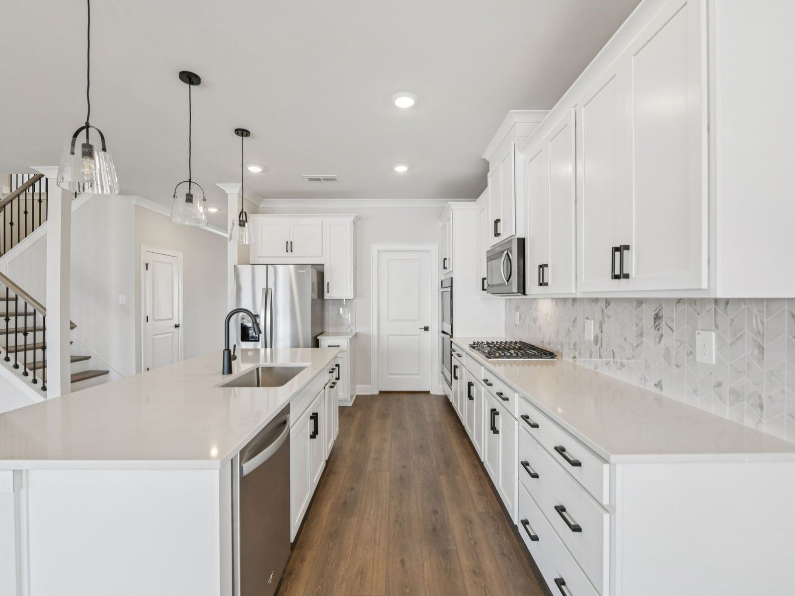 The Johnson floorplan with the Relaxed Transitional Linen interior package modeled at River Pointe.