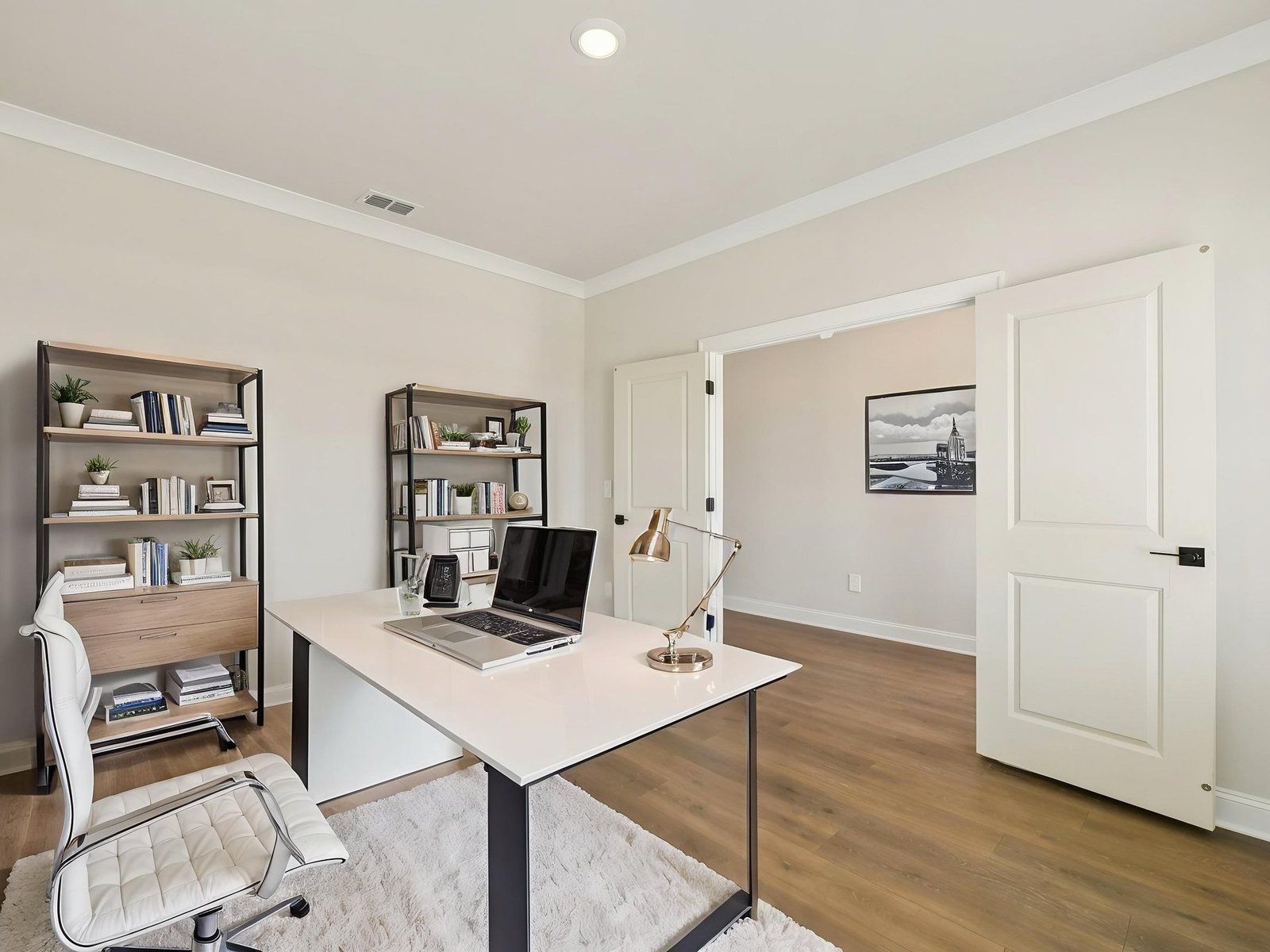 The Johnson floorplan with the Relaxed Transitional Linen interior package modeled at River Pointe.