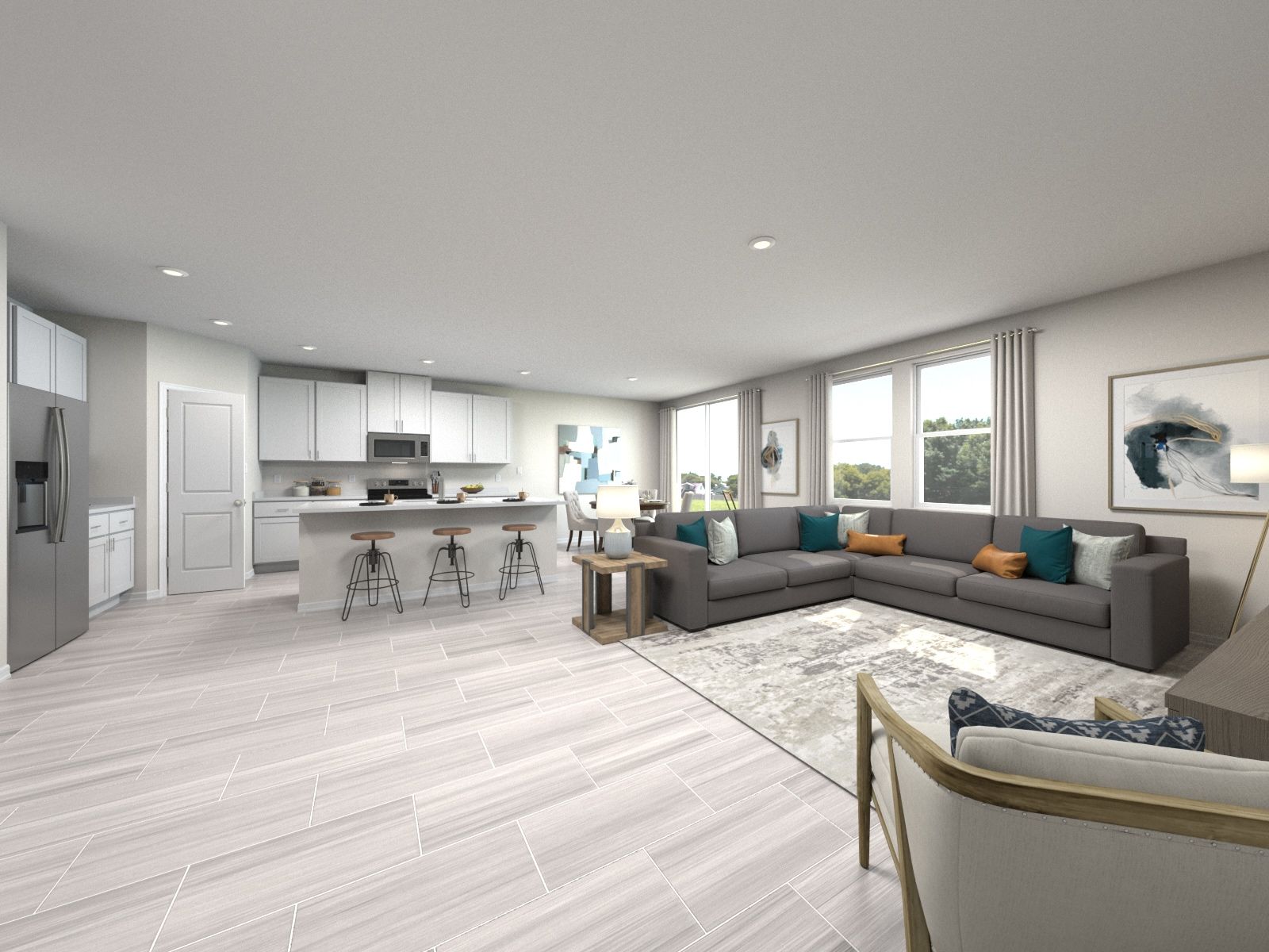 Rendering of Hibiscus Great Room, Dinning, Kitchen