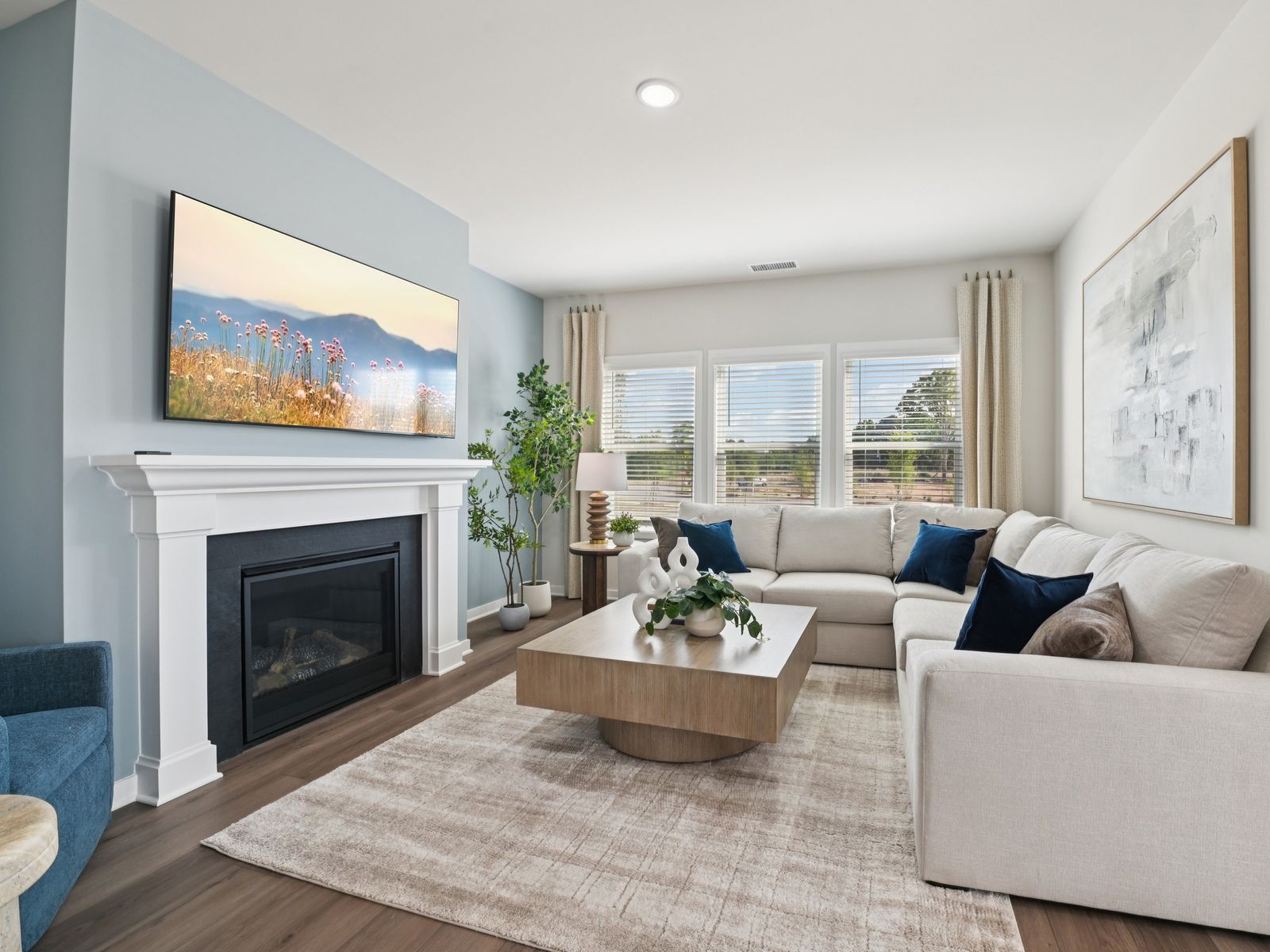 Great room in the Sherwood floorplan at a Meritage Homes community in Wendell, NC.
