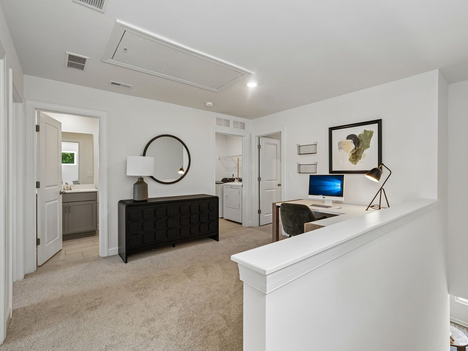 Turn the upstairs loft into a home office or lounge area.