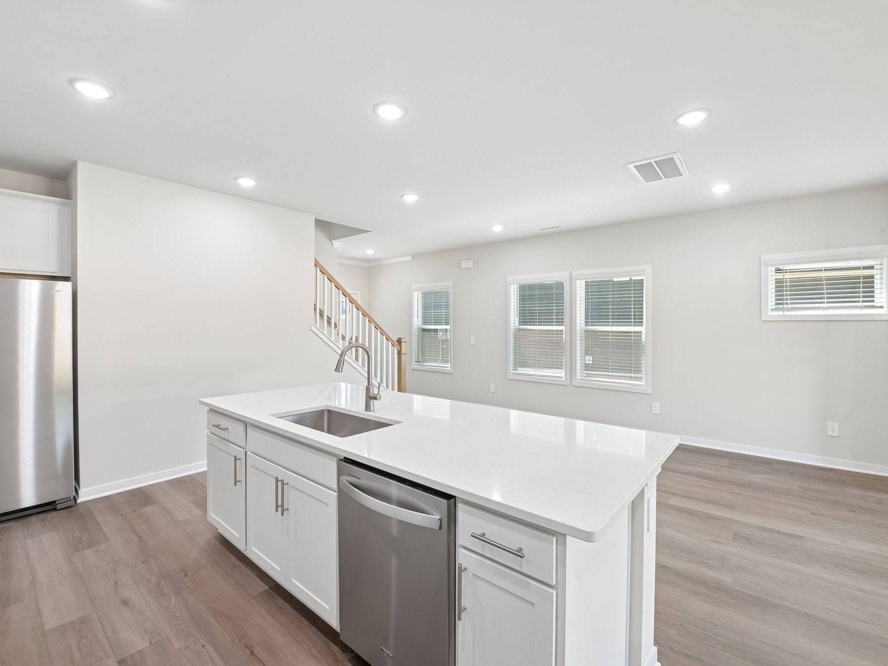Kitchen in the Roswell floorplan at a Meritage Homes community in Wendell, NC.