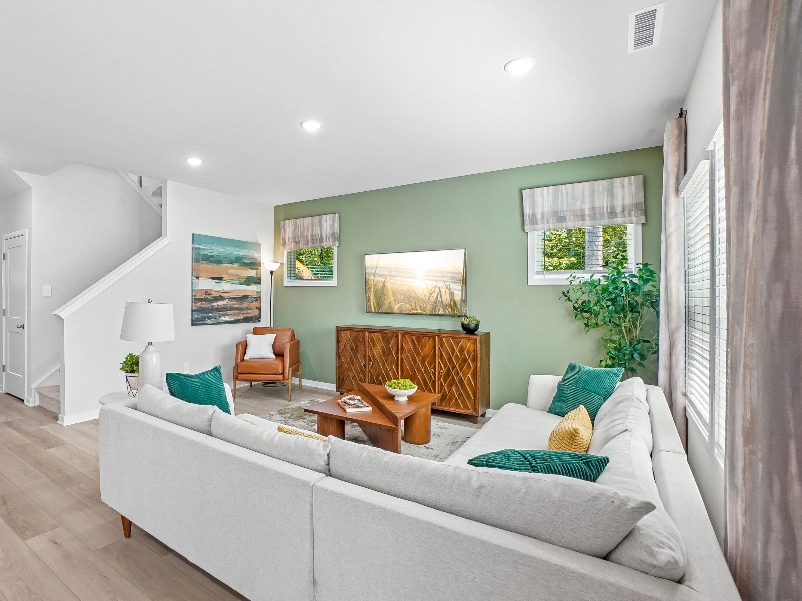 Great room in the Wilson floorplan at a Meritage Homes community in Zebulon, NC.