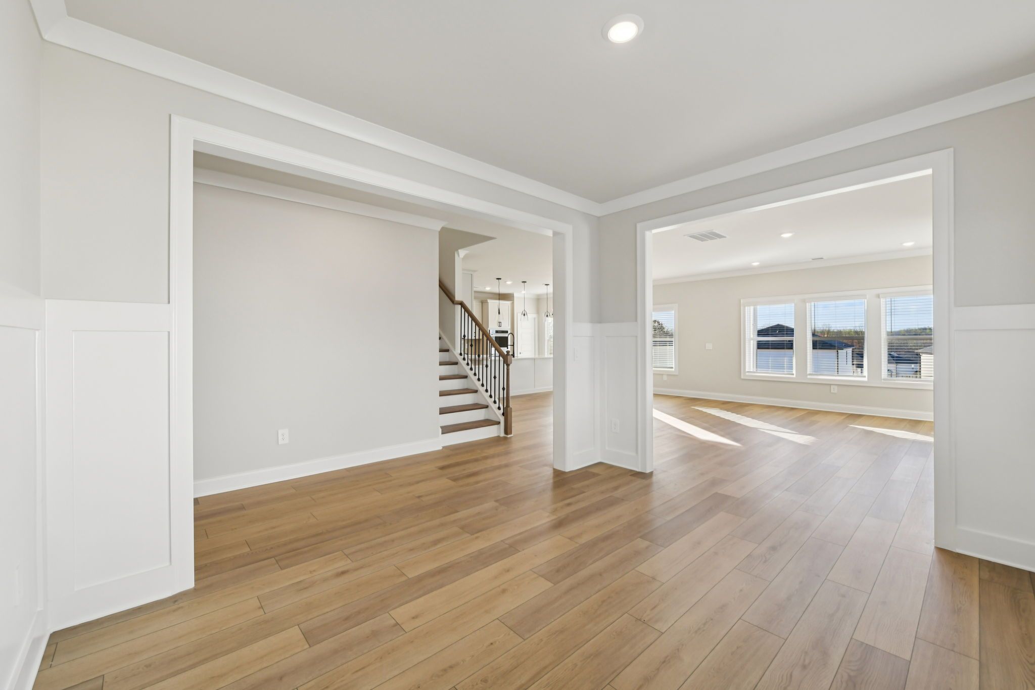 The Redford floorplan with the Fresh Artisan Harbor interior package modeled at Vines at Mill Creek.