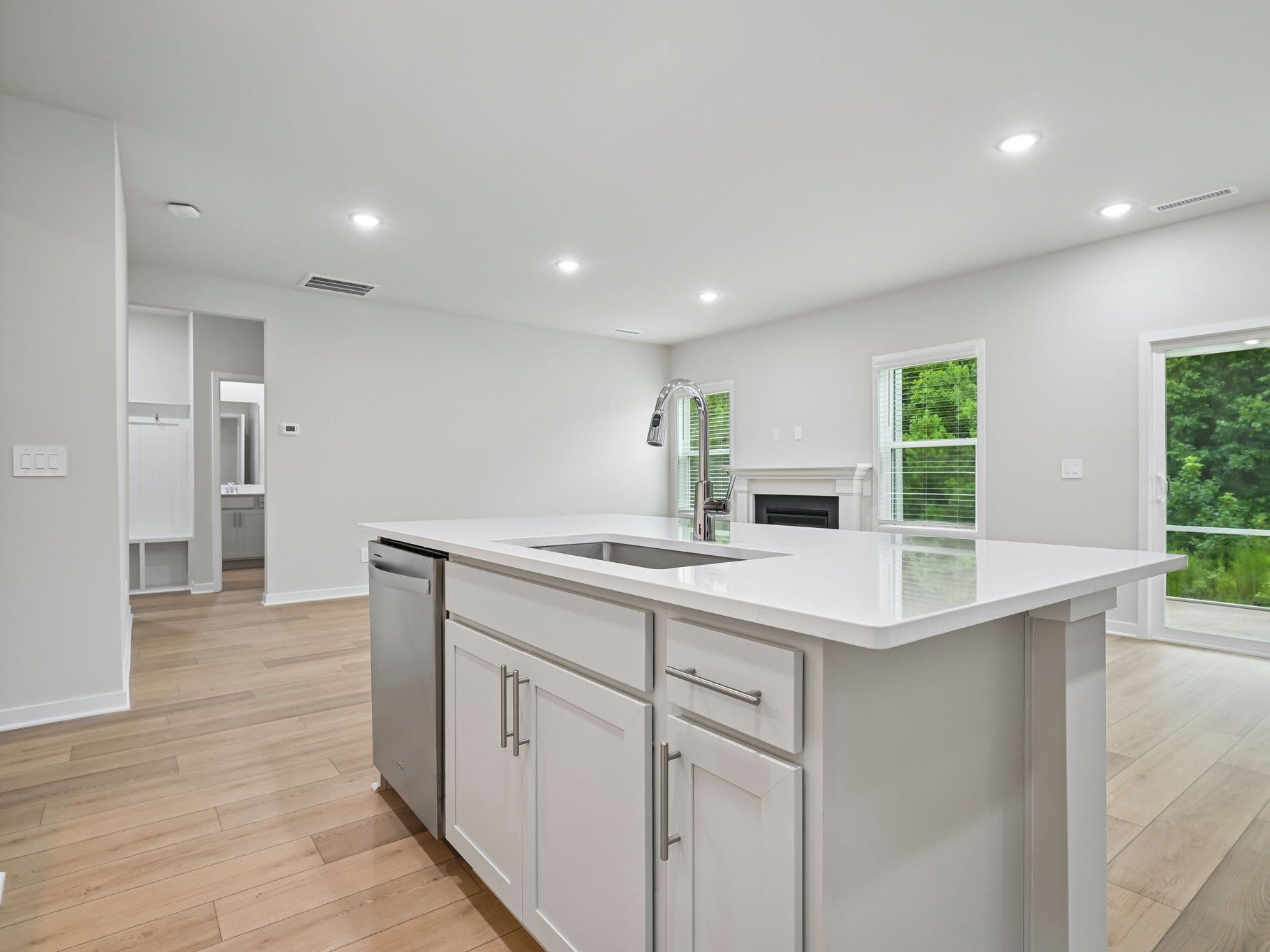 Kitchen in the Chatham floorplan at a Meritage Homes community in Wendell, NC.