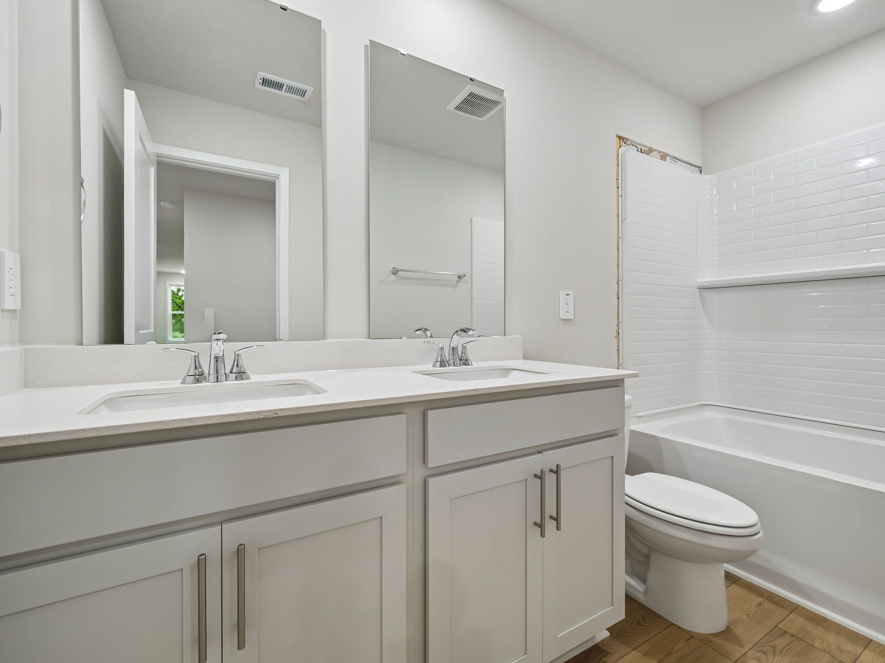 Secondary bathroom in the Chatham floorplan at a Meritage Homes community in Wendell, NC.