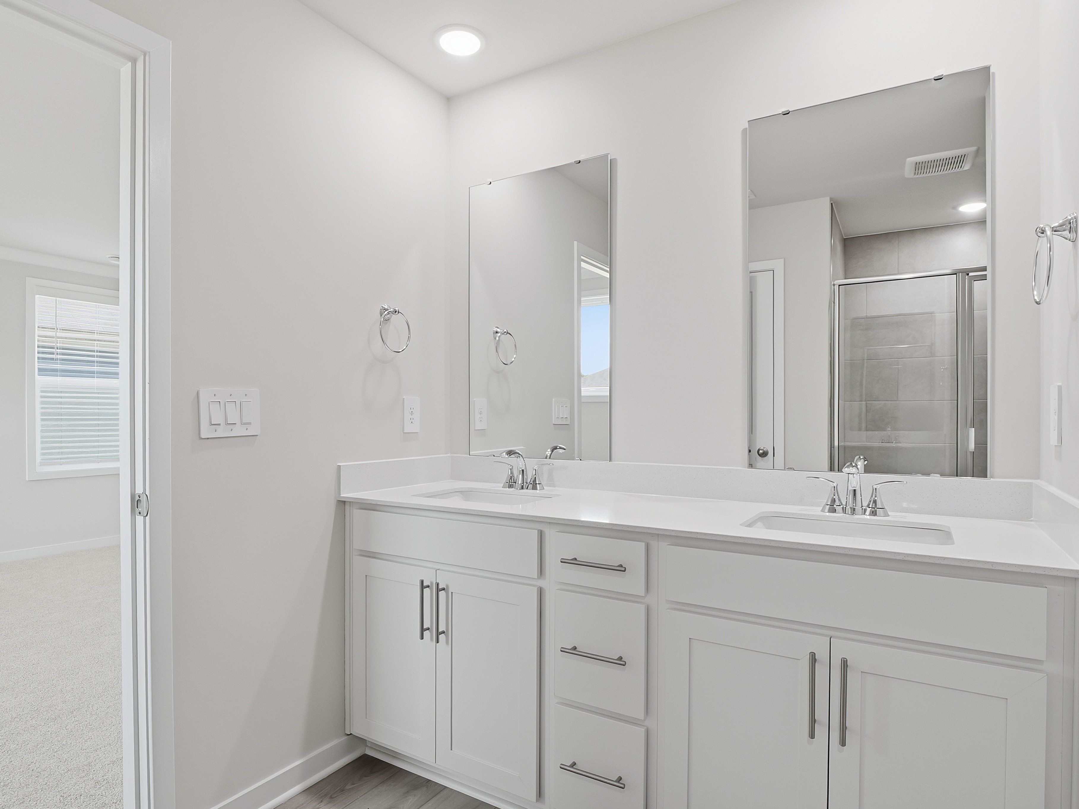 Primary bathroom in the Dallas floorplan at a Meritage Homes community in Wendell, NC.