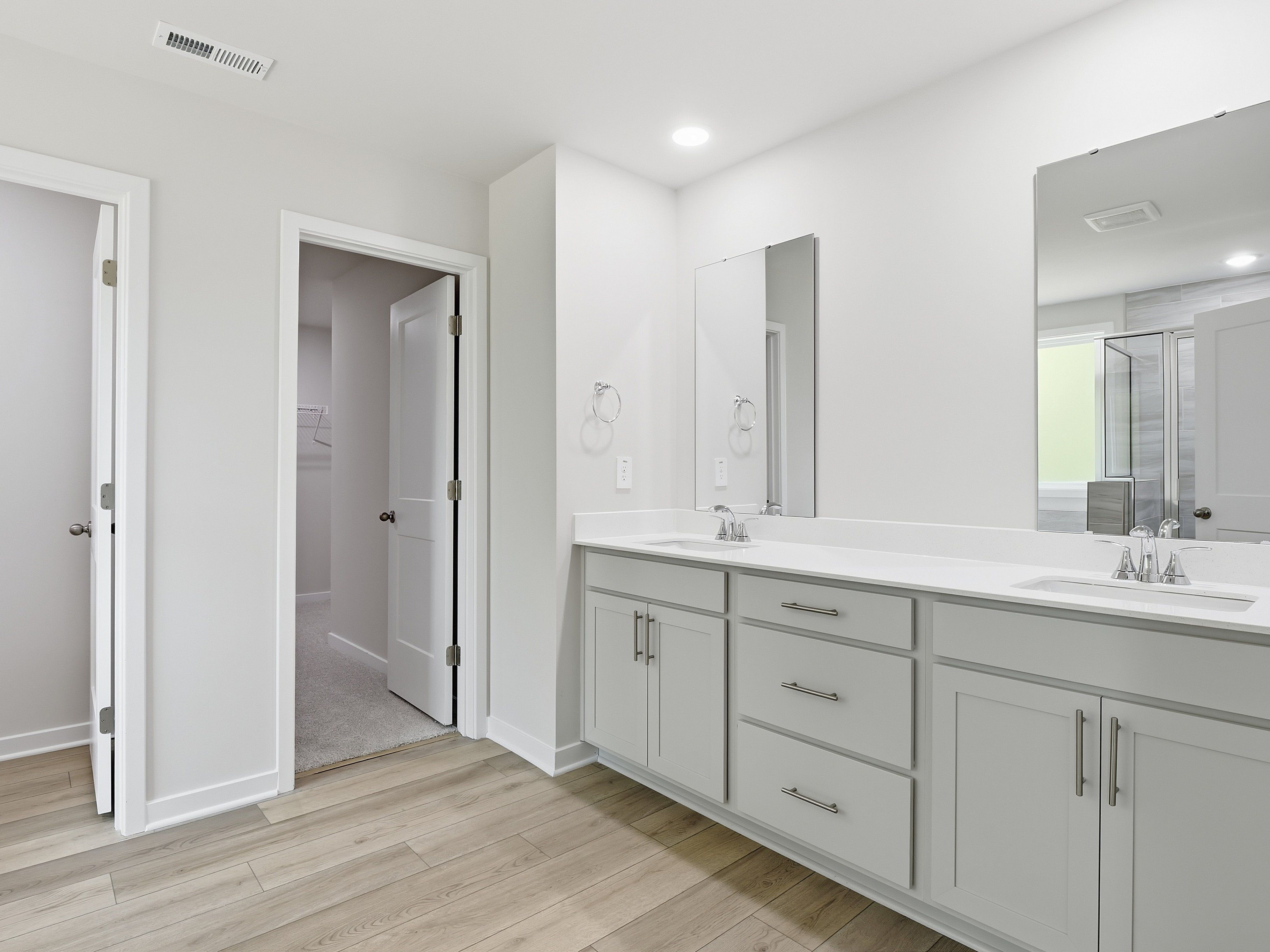Primary bathroom in the Johnson floorplan at a Meritage Homes community in Wendell, NC.