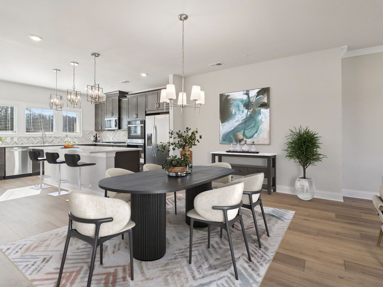 The Leighton End Unit floorplan with the Modern Rustic Slate interior package.