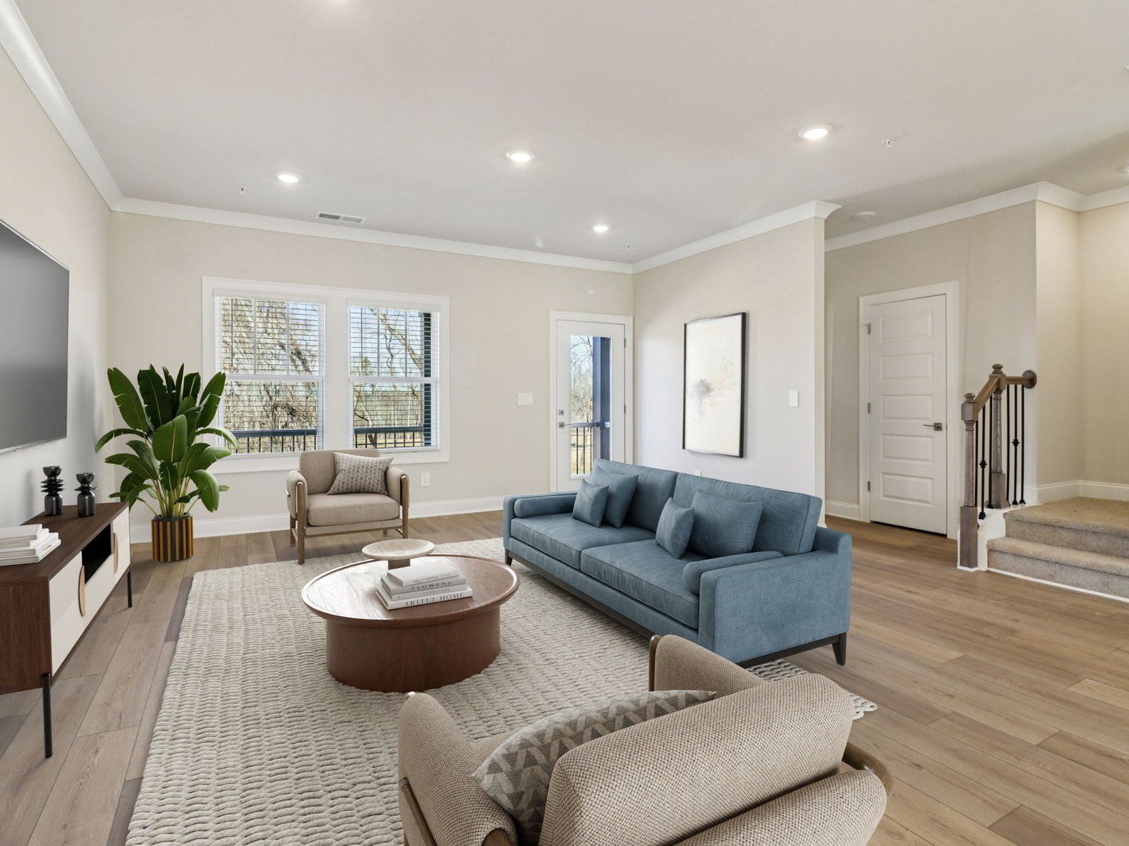 The Leighton End Unit floorplan with the Modern Rustic Slate interior package.