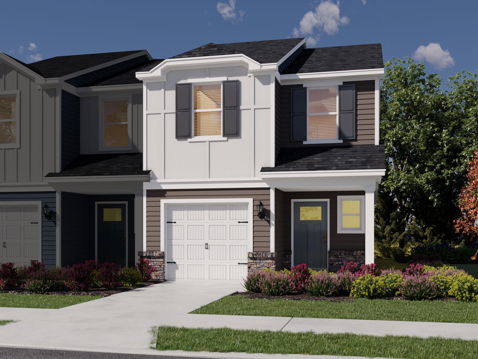 Quartz front exterior rendering at a Meritage Homes community in Durham, NC.