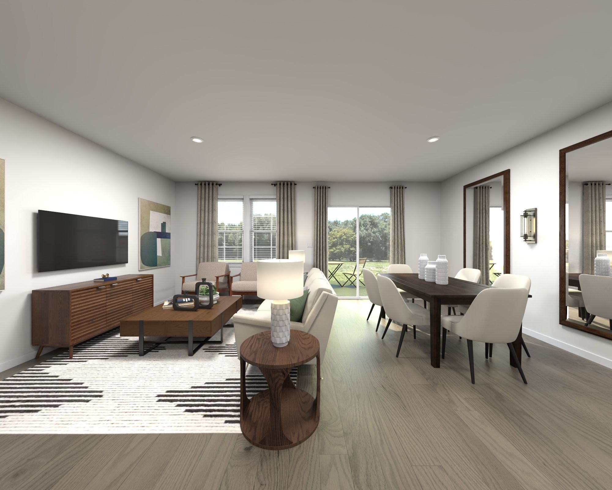 Great room the Quartz floorplan at a Meritage Homes community in Durham, NC.