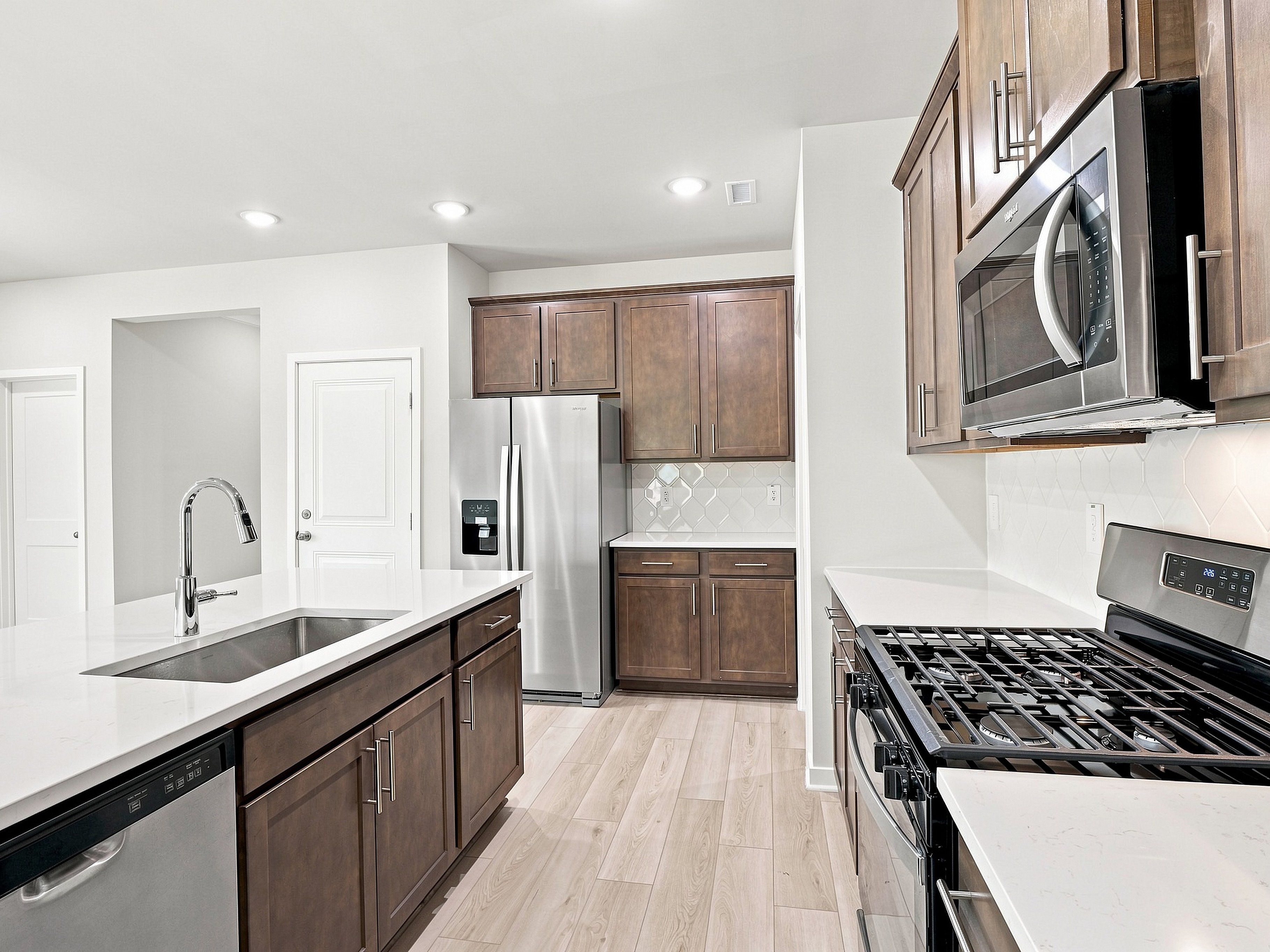 Kitchen in the Paisley floorplan at a Meritage Homes community in Durham, NC.