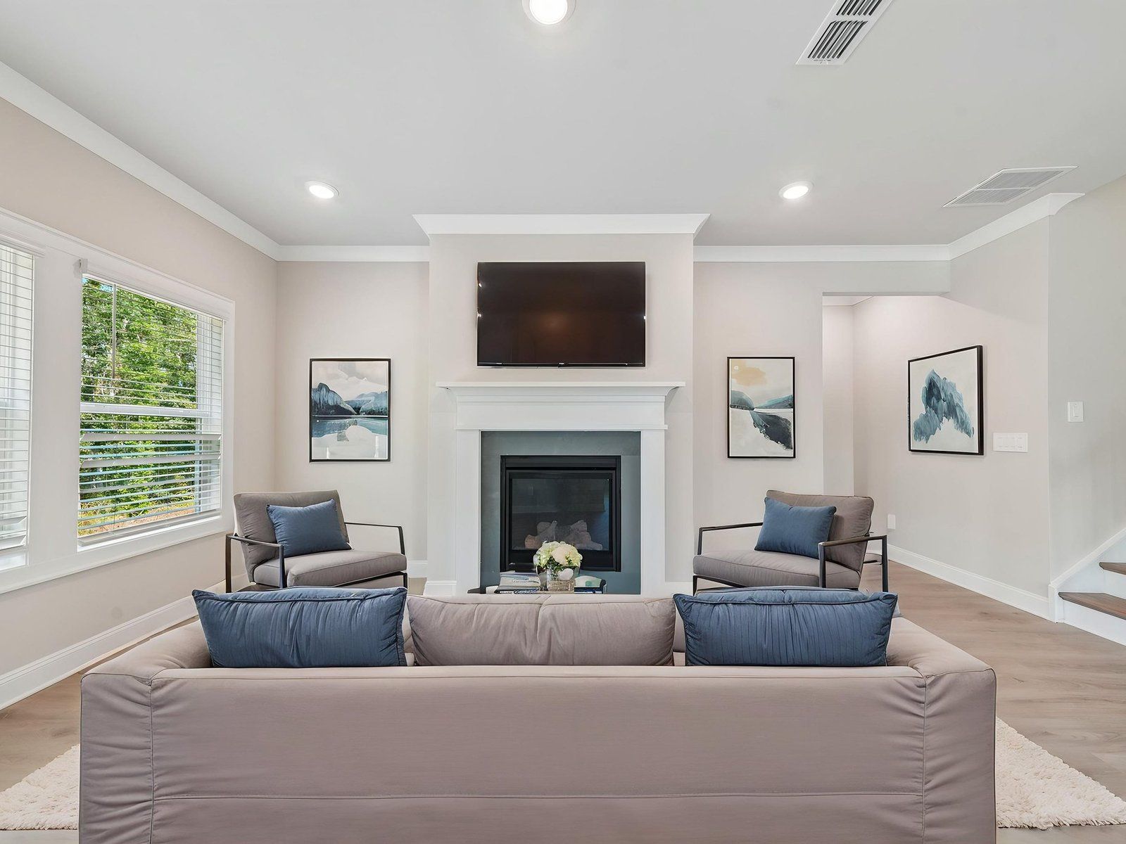 The Modern Glam Stone interior package modeled at River Pointe.