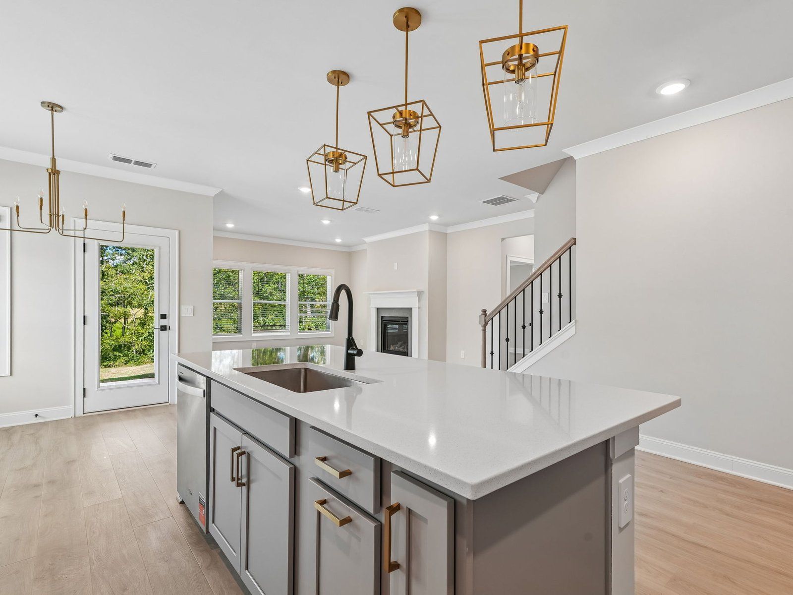 The Modern Glam Stone interior package modeled at River Pointe.