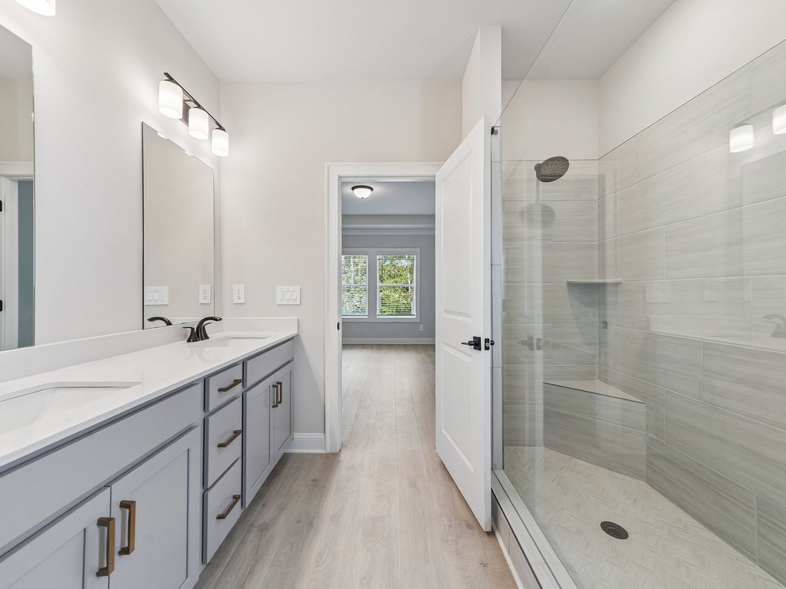 The Modern Glam Stone interior package modeled at River Pointe.