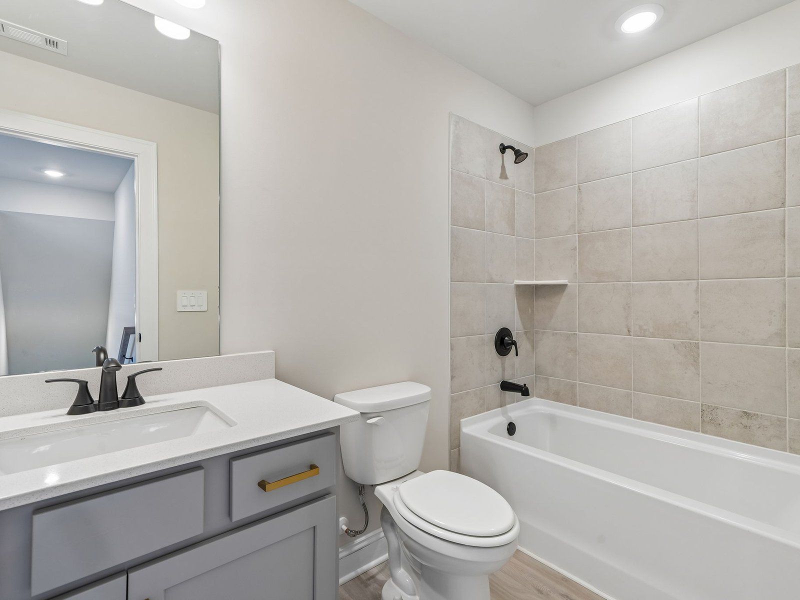 The Modern Glam Stone interior package modeled at River Pointe.