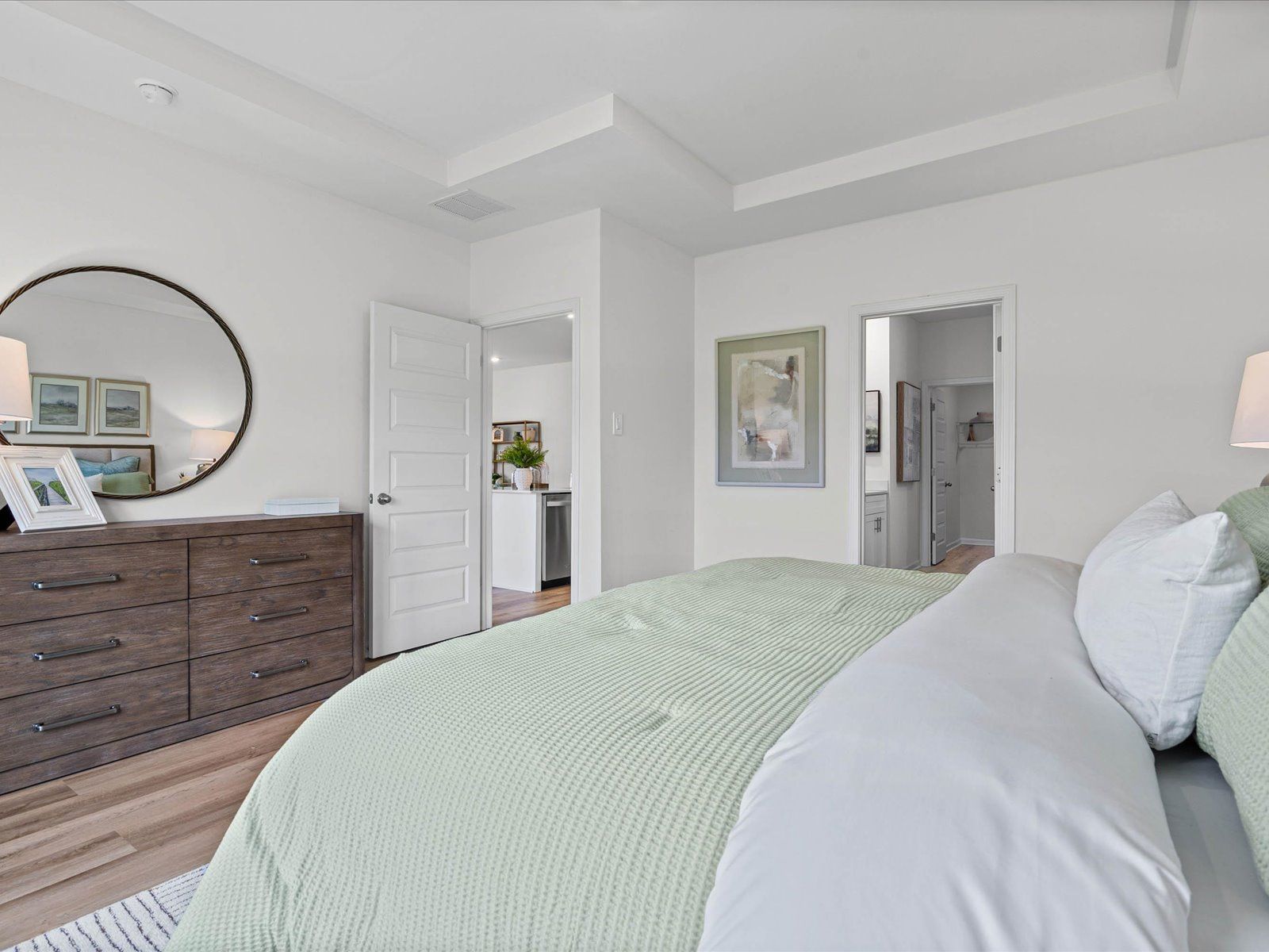 Primary bedroom in the Chandler floorplan at a Meritage Homes community in Summerdale, AL.